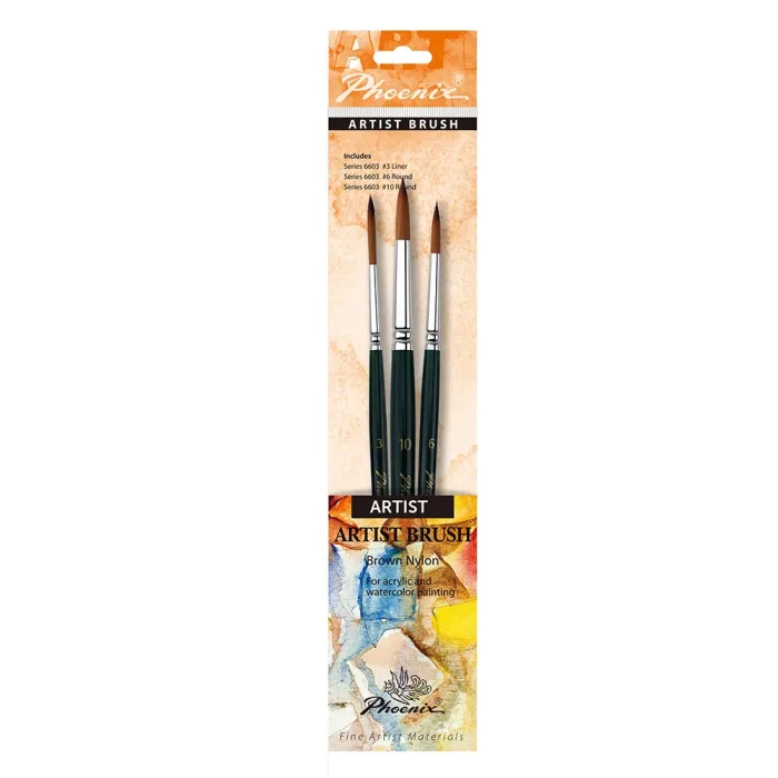Phoenix Brown Nylon Multi Purpose Acrylic and Watercolor Starter Set