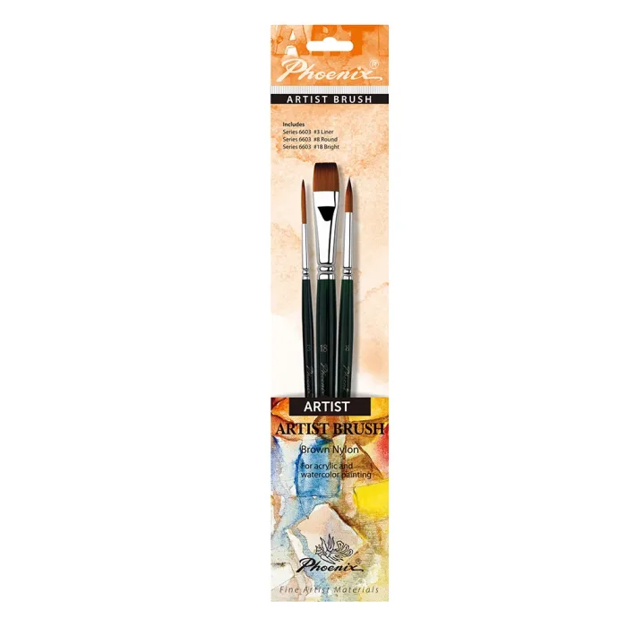 Phoenix Brown Nylon Multi Purpose Acrylic and Watercolor Landscape Set