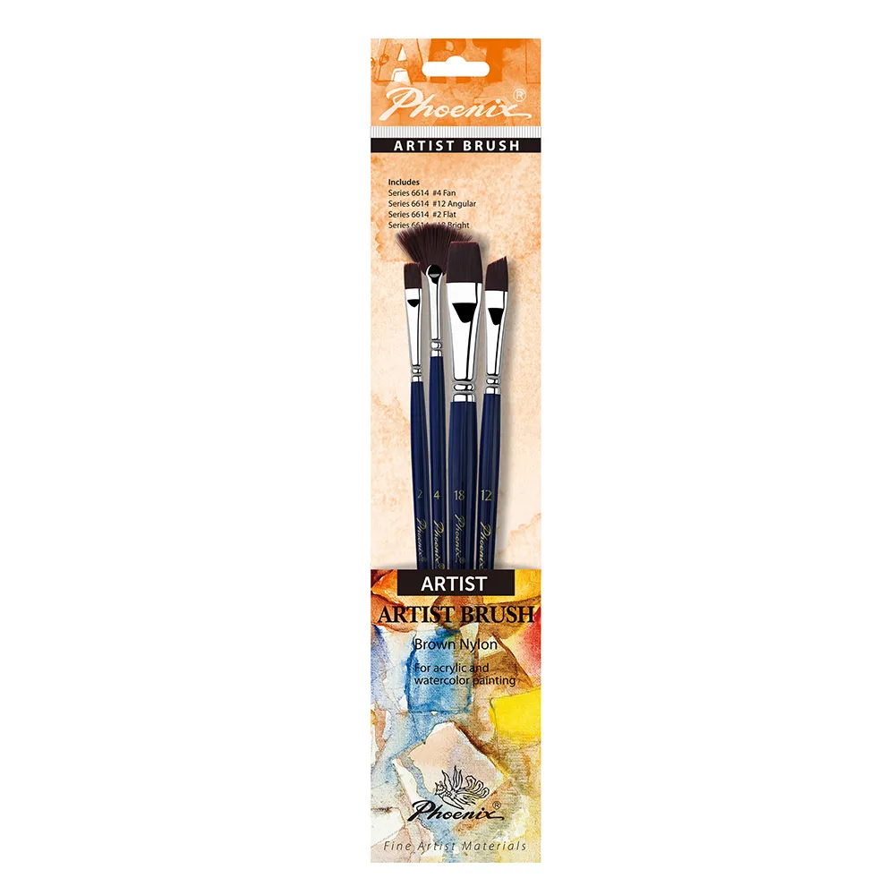 Phoenix Brown Nylon Multi Purpose Acrylic and Watercolor Set