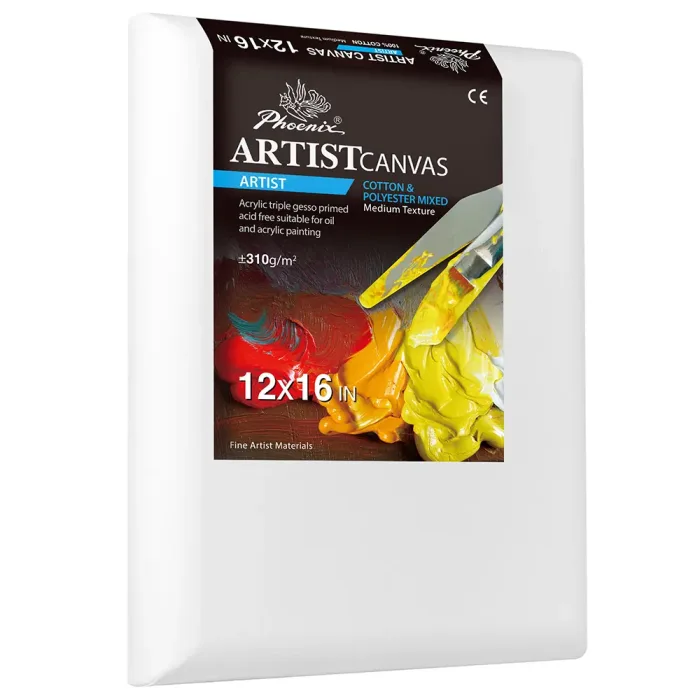 Phoenix Artist Series, 12oz Acrylic Titanium Primed Shaped Stretched Cotton Canvas ±350g/m²