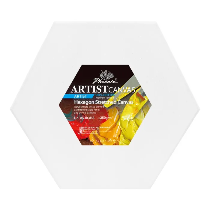 Phoenix Artist Series, 12oz Acrylic Titanium Primed Shaped Stretched Cotton Canvas ±350g/m²