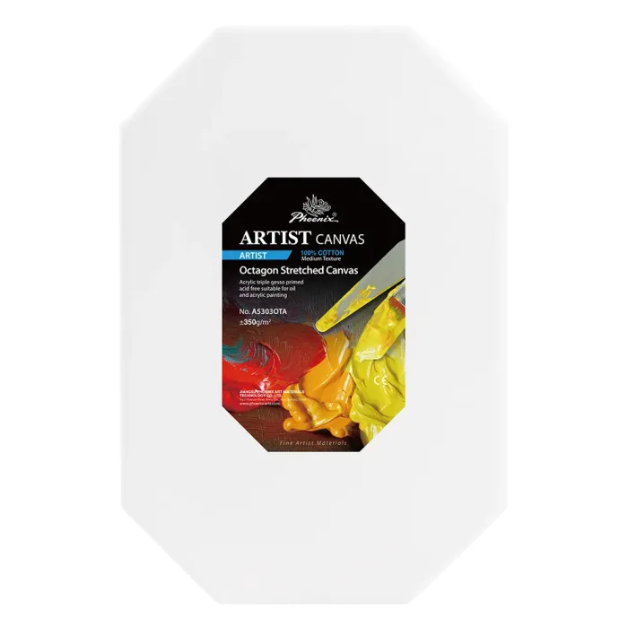 Phoenix Artist Series, 12oz Acrylic Titanium Primed Shaped Stretched Cotton Canvas ±350g/m²