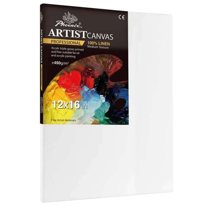 Phoenix Professional Series, 12oz Acrylic Titanium Primed Linen Canvas ±450g/m²