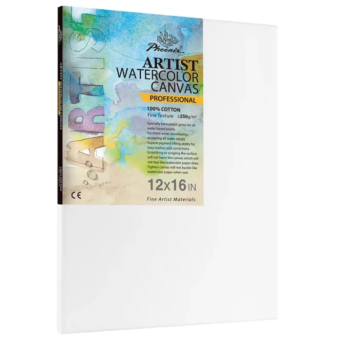 Phoenix Professional Series, 8oz Watercolor Specially Formulated Gesso Cotton Canvas ±250g/m²