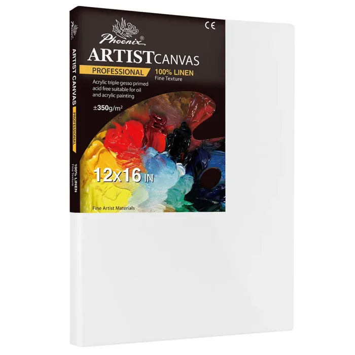 Phoenix Professional Series, 12oz Acrylic Titanium Primed Linen Canvas ±350g/m²