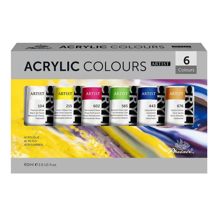 PHOENIX ARTIST ACRYLIC COLOUR SET 6*60ml - Image 4