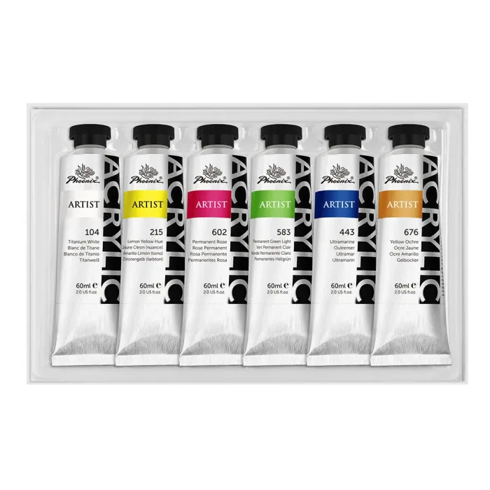 PHOENIX ARTIST ACRYLIC COLOUR SET 6*60ml - Image 3