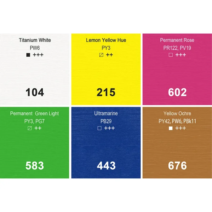 PHOENIX ARTIST ACRYLIC COLOUR SET 6*60ml - Image 2