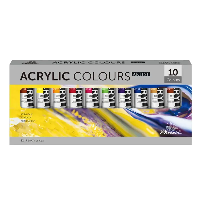 PHOENIX ARTIST ACRYLIC COLOUR SET 10*22ml - Image 4