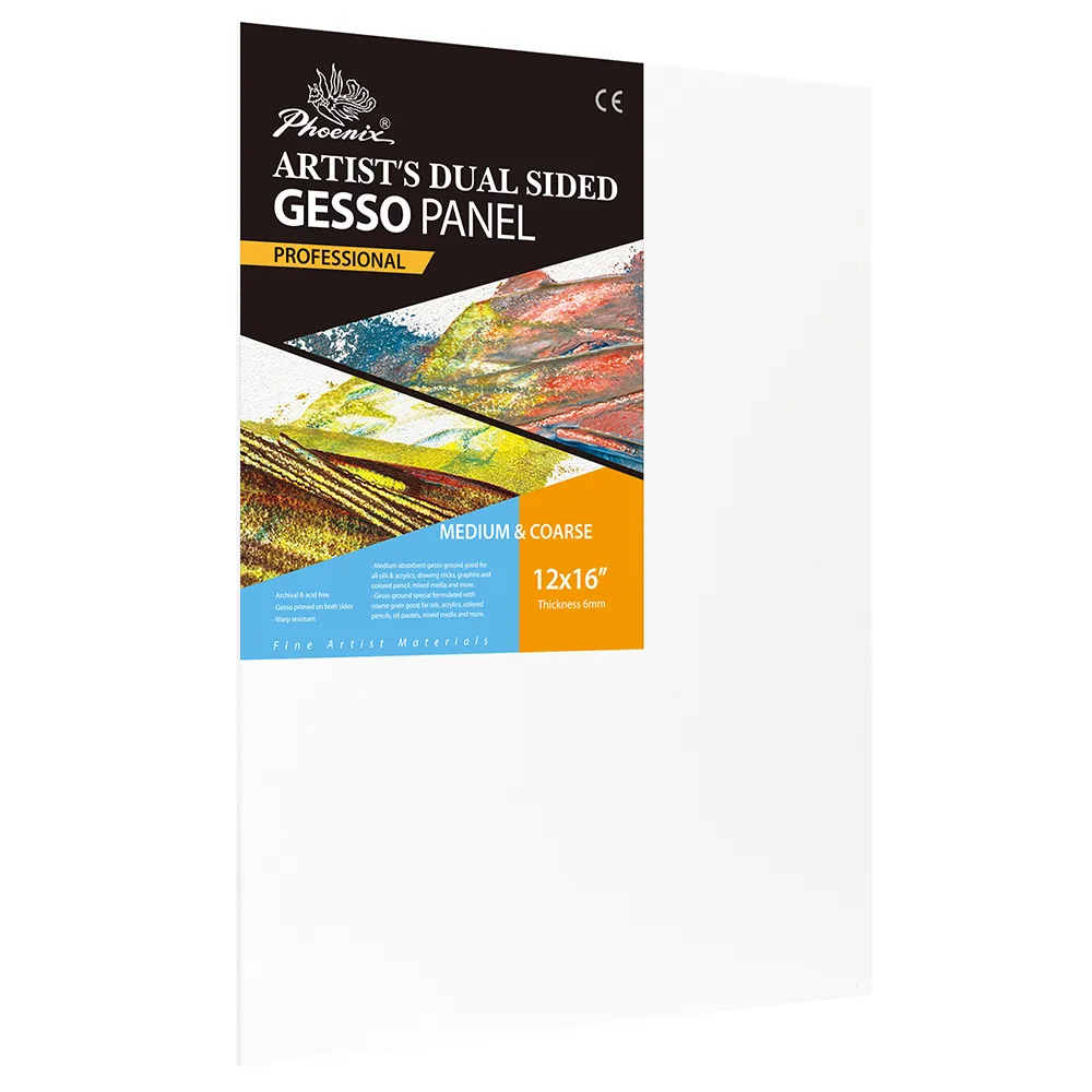 Phoenix Professional Series, 1/4″ Medium Surface Artist’s Dual Sided Gesso Panel