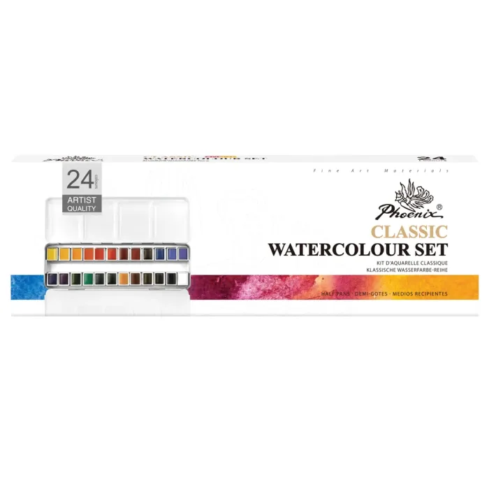 PHOENIX ARTIST WATERCOLOUR  PORTABLE SET 24*COLOURS - Image 4