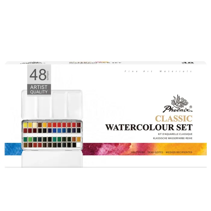 PHOENIX ARTIST WATERCOLOUR  PORTABLE SET 48*COLOURS - Image 4