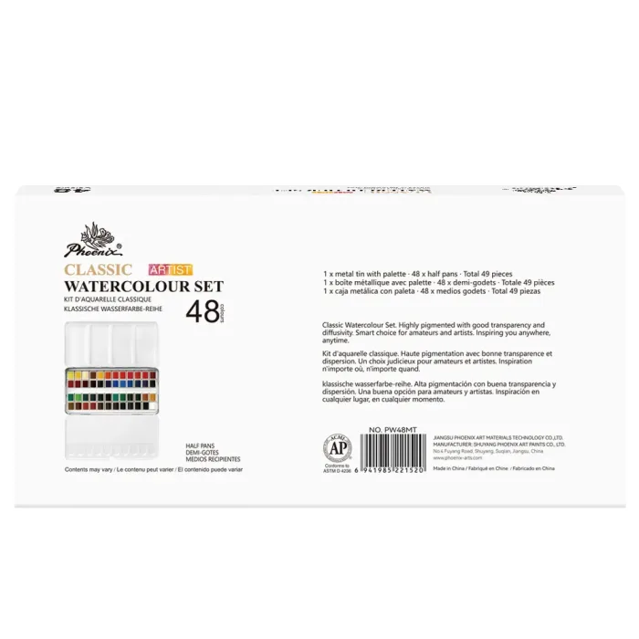 PHOENIX ARTIST WATERCOLOUR  PORTABLE SET 48*COLOURS - Image 6