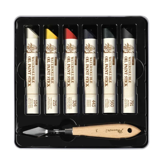 PHOENIX ARTIST WATERSOLUBLE OIL PAINT STICKES 6*COLOURS - Image 3