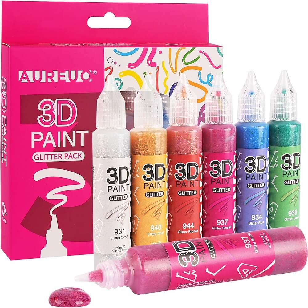3D PAINT GLITTER PACK 6 X 25ML