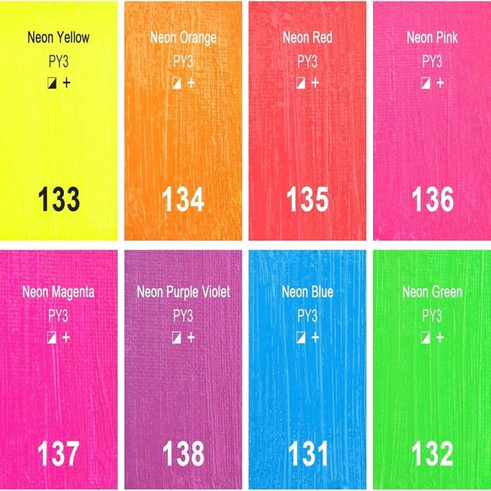 NEON ACRYLIC PAINT SET 8 COLOURS - Image 2