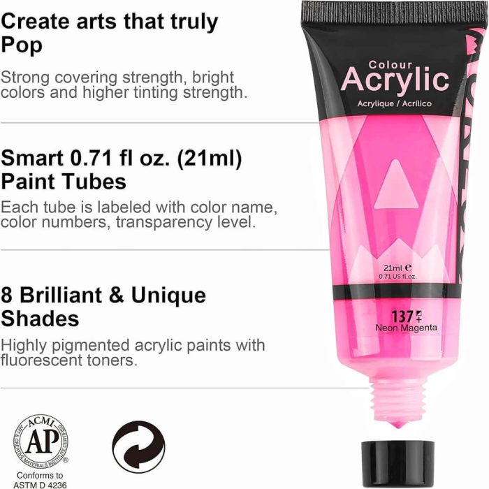 NEON ACRYLIC PAINT SET 8 COLOURS - Image 6