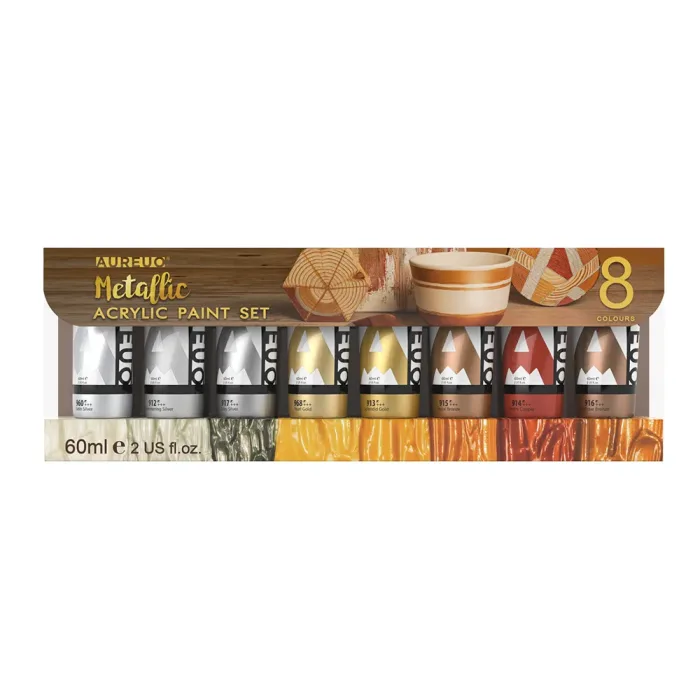 METALLIC ACRYLIC PAINT SET 8 COLOURS - Image 9