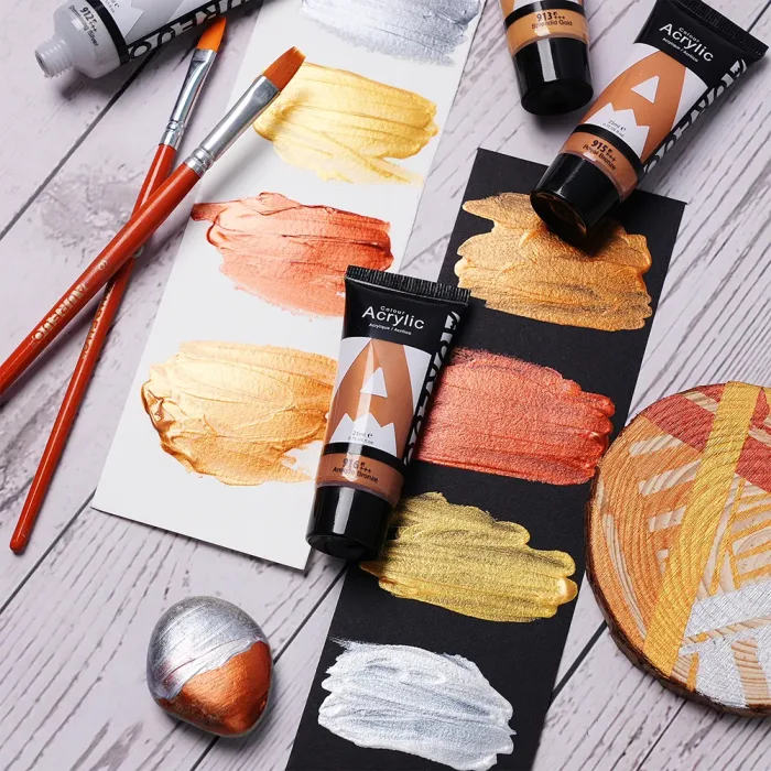 METALLIC ACRYLIC PAINT SET 8 COLOURS - Image 3