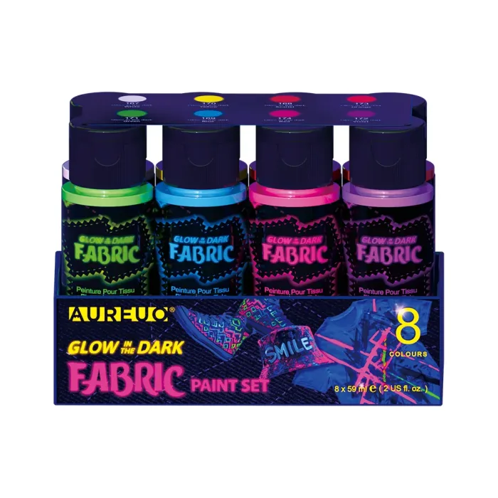 GLOW IN THE DARK FABRIC PAINT SET 8 X 59ML - Image 2