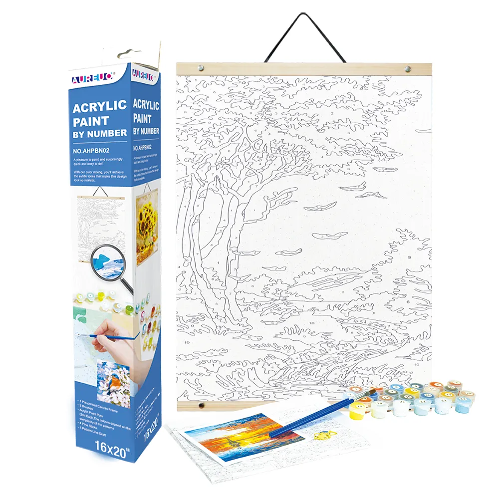 PRE-PRINTED ACRYLIC PAINT BY NUMBER CANVAS SHEET KIT