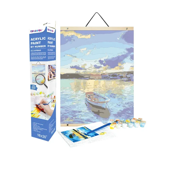 COLOR PRE-PRINTED ACRYLIC PAINT BY NUMBER CANVAS SHEET KIT