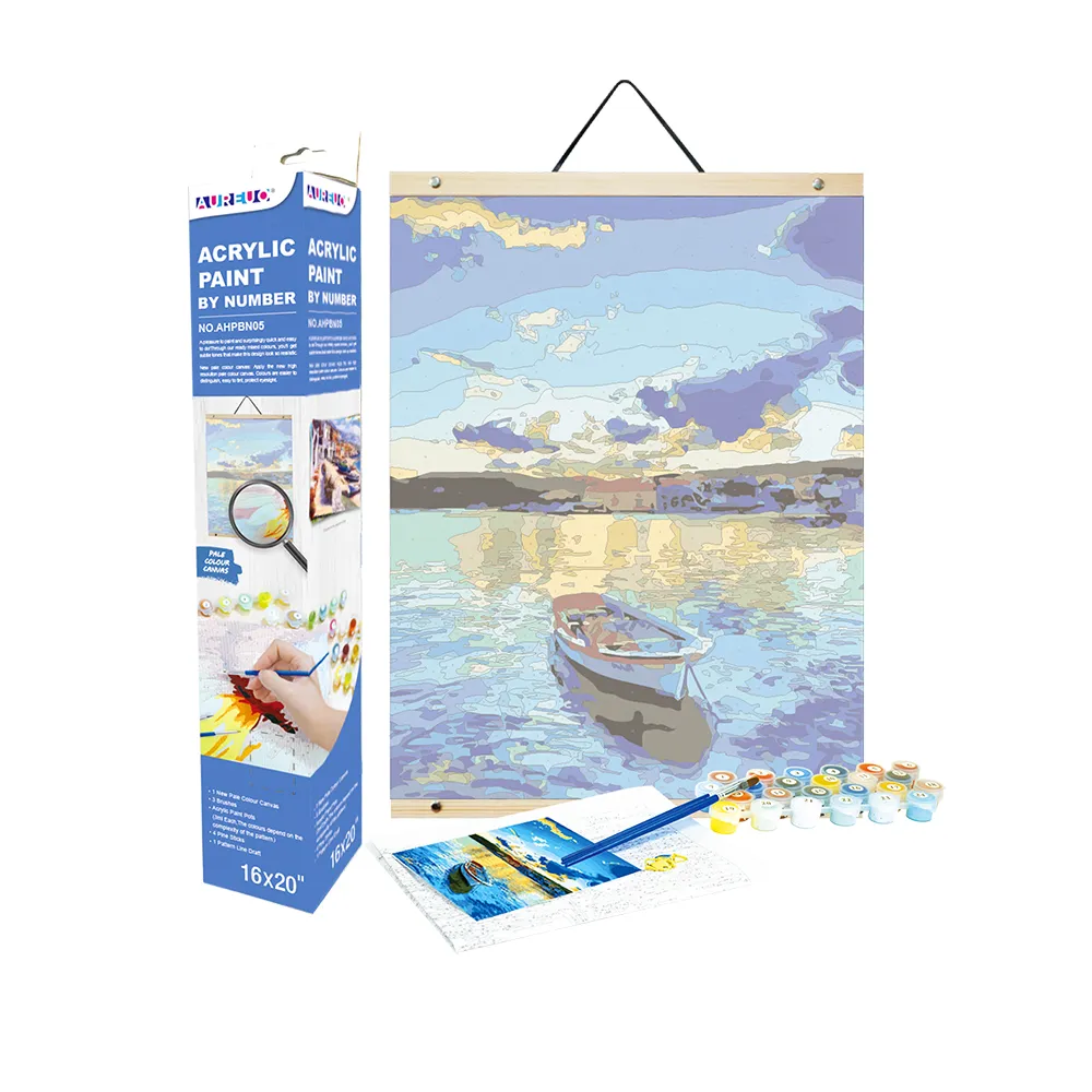 COLOR PRE-PRINTED ACRYLIC PAINT BY NUMBER CANVAS SHEET KIT
