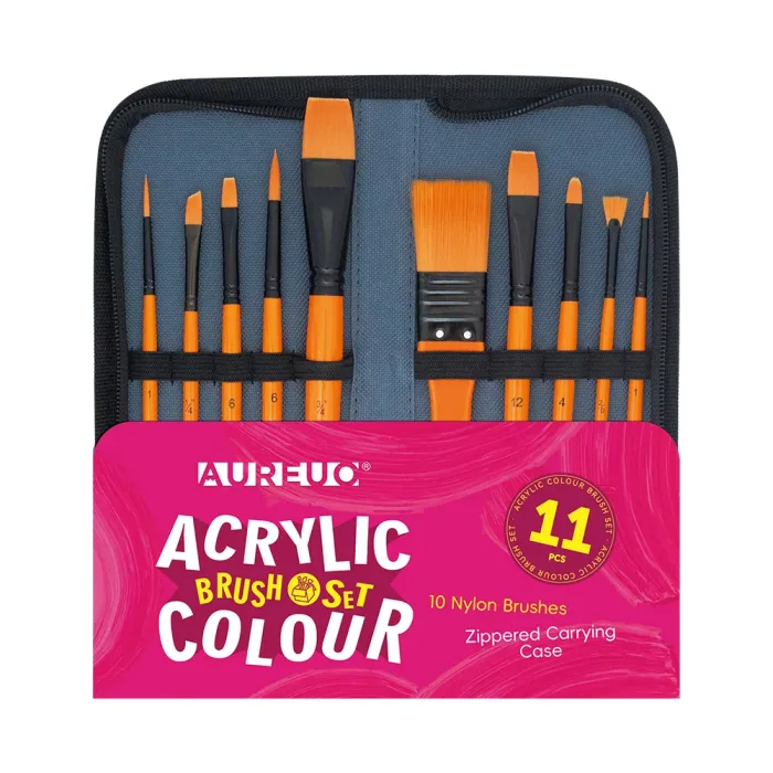 ACRYLIC BRUSH CASE SET-ZIP-UP PACK 11PCS