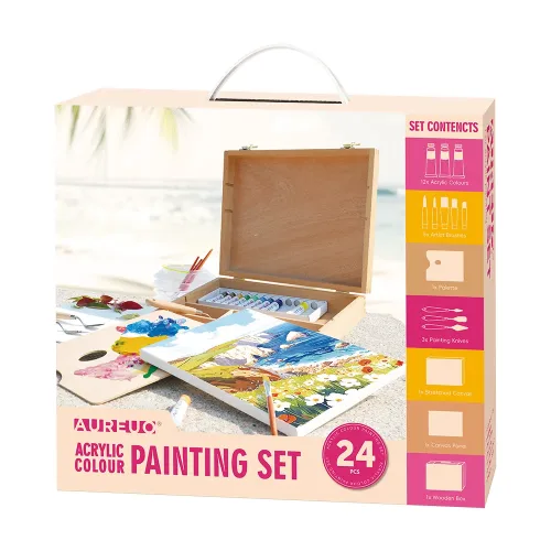 ACRYLIC PAINTING EASEL CASE SET 24 PCS