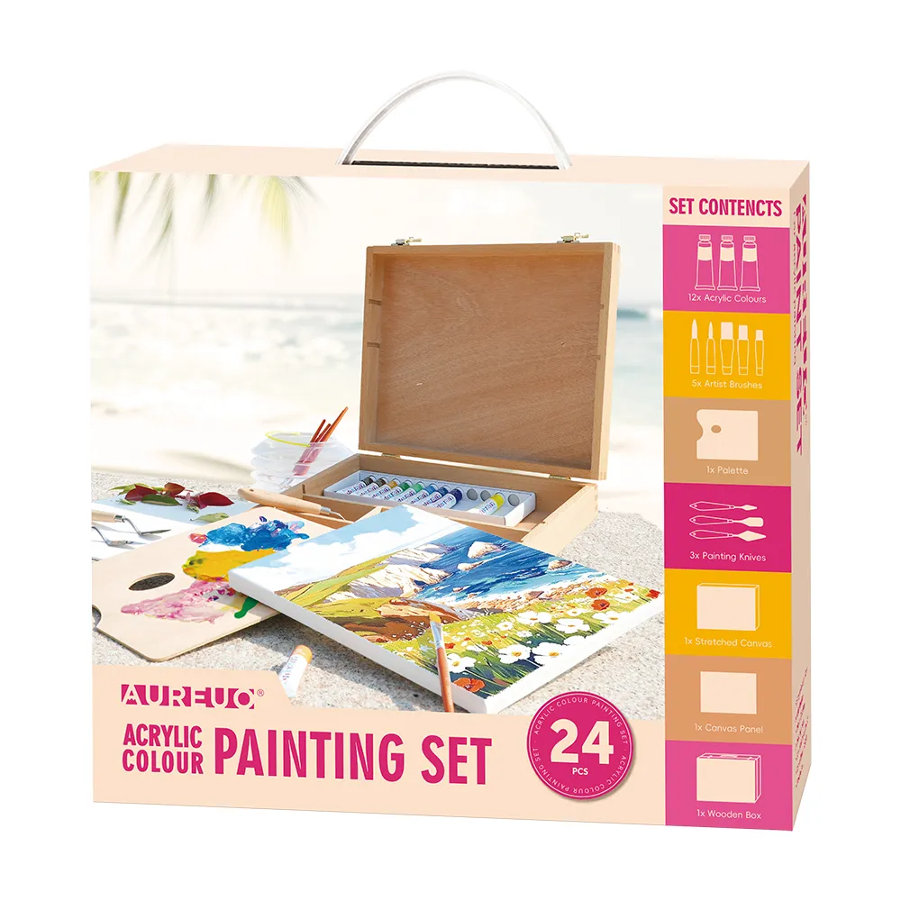 ACRYLIC PAINTING EASEL CASE SET 24 PCS