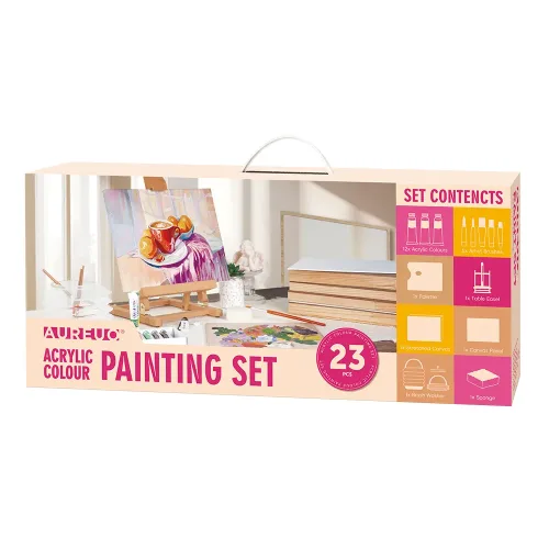 ACRYLIC PAINTING EASEL CASE SET 23 PCS