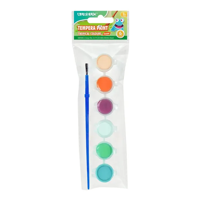 TEMPERA PAINT POT SET TROPICAL COLOURS