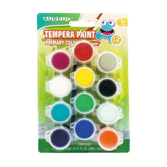 TEMPERA PAINT POT SET PRIMARY COLOURS