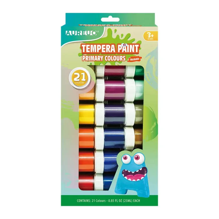TEMPERA PAINT POT SET PRIMARY COLOURS
