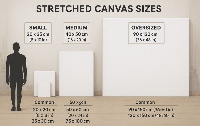 stretched canvas size