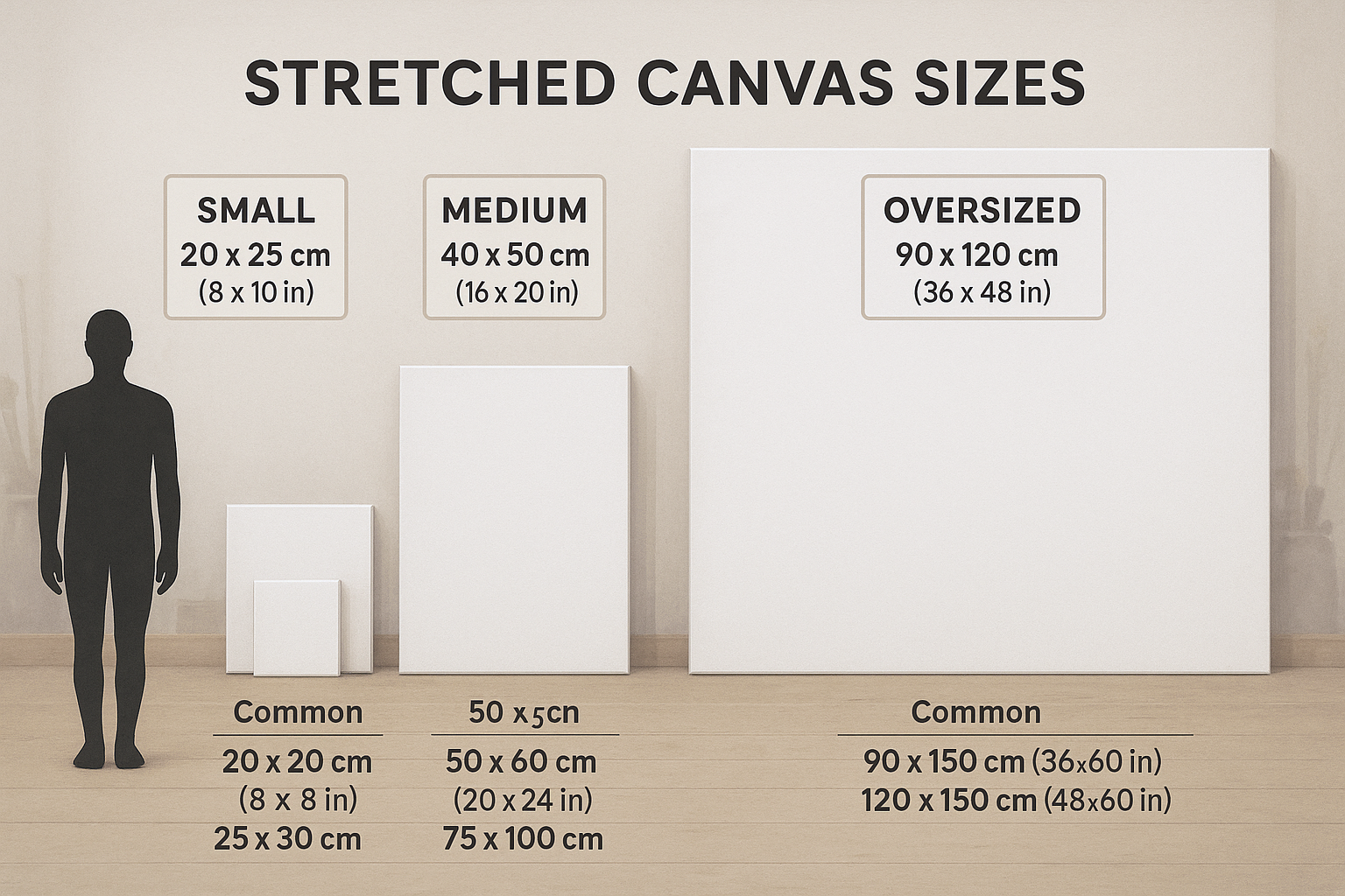 stretched canvas size